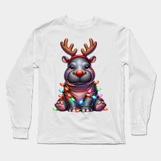 Christmas Red Nose Hippo Long Sleeve T-Shirt